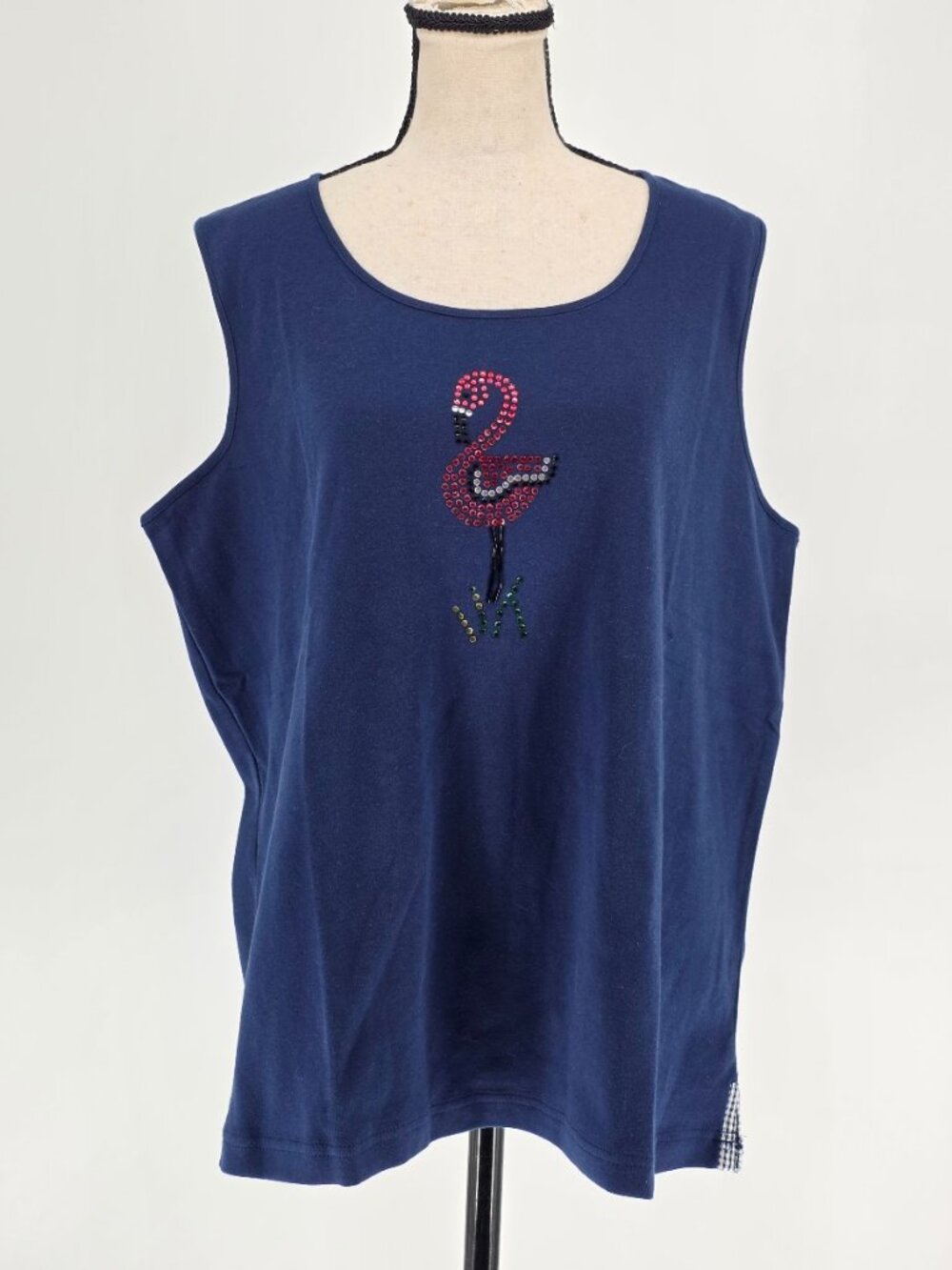 NWT Quacker Factory Rhinestone Tank Top Size 1X Embellished Cruise Knit